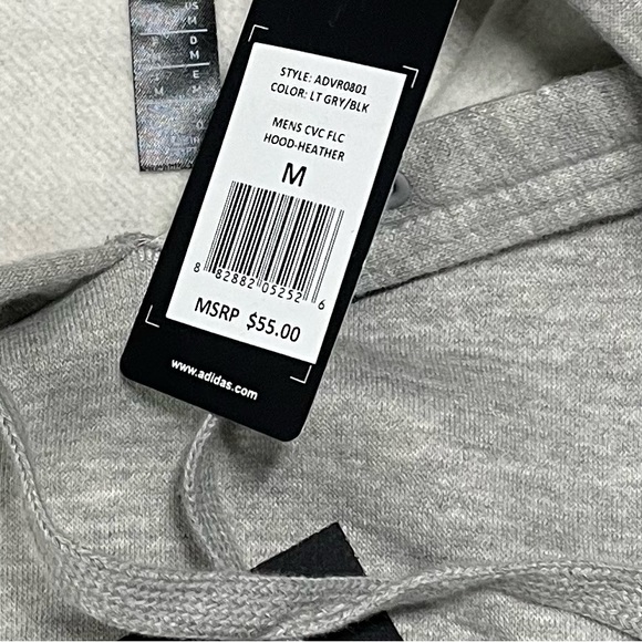 New Medium Adidas Heathered Gray Black Iconic Adidas Graphic Hoodie Sweatshirt - Picture 5 of 5